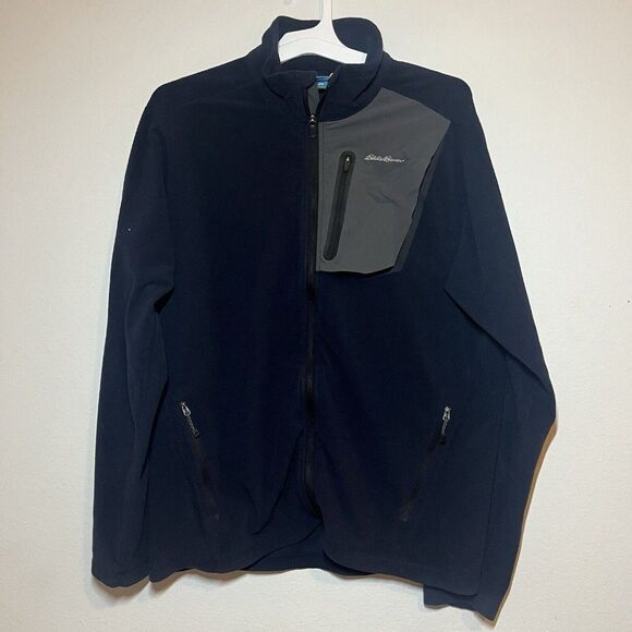 Eddie Bauer First Ascent Jacket Men’s Large Blue Fleece Full Zip Outdoor Hiking - Picture 1 of 7